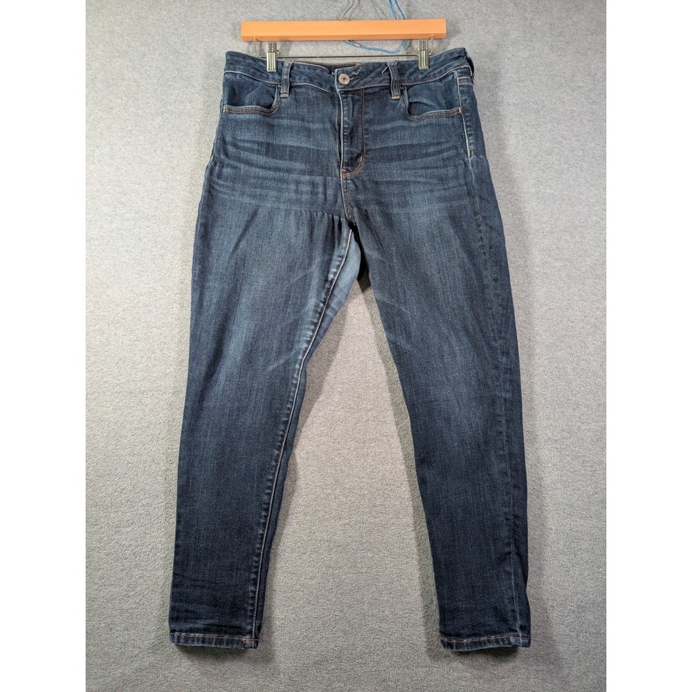 American Eagle High Rise Jeggings Womens 14 Short Dark Wash Stretch Jeans 32x26‎